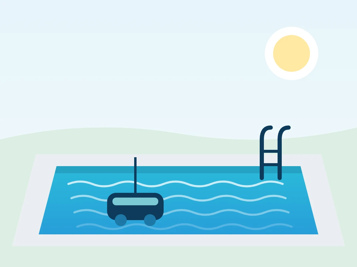 Illustration d’une piscine entretenue par un robot de nettoyage